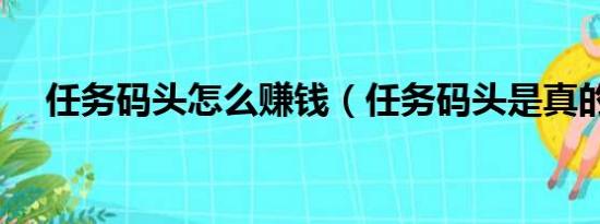 任务码头怎么赚钱（任务码头是真的吗）