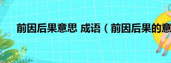 前因后果意思 成语（前因后果的意思）