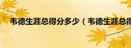 韦德生涯总得分多少（韦德生涯总得分）