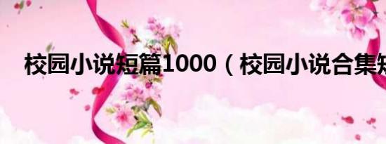 校园小说短篇1000（校园小说合集短篇）