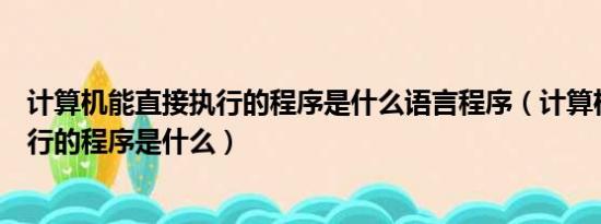 计算机能直接执行的程序是什么语言程序（计算机能直接执行的程序是什么）