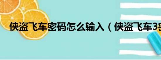 侠盗飞车密码怎么输入（侠盗飞车3密码）