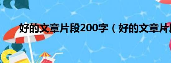 好的文章片段200字（好的文章片段）