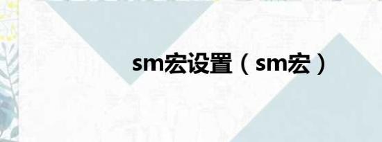 sm宏设置（sm宏）