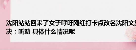 沈阳站站回来了女子呼吁网红打卡点改名沈阳文旅局长秒解决：听劝 具体什么情况呢