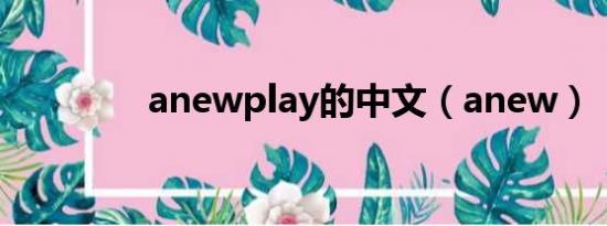 anewplay的中文（anew）