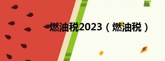 燃油税2023（燃油税）