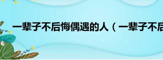 一辈子不后悔偶遇的人（一辈子不后悔）