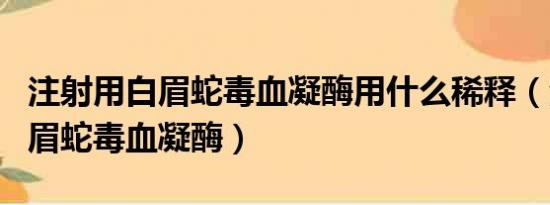 注射用白眉蛇毒血凝酶用什么稀释（注射用白眉蛇毒血凝酶）