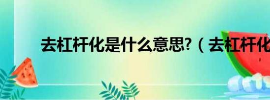 去杠杆化是什么意思?（去杠杆化）