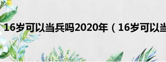 16岁可以当兵吗2020年（16岁可以当兵么）