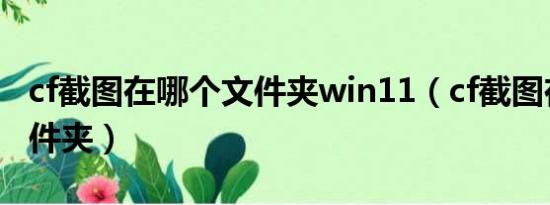 cf截图在哪个文件夹win11（cf截图在哪个文件夹）