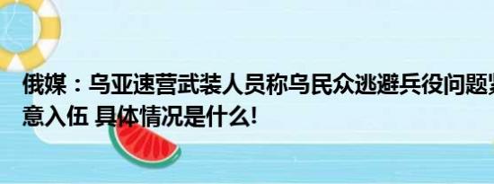 俄媒：乌亚速营武装人员称乌民众逃避兵役问题紧迫没人愿意入伍 具体情况是什么!