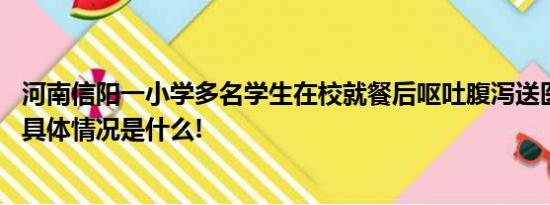 河南信阳一小学多名学生在校就餐后呕吐腹泻送医官方通报 具体情况是什么!