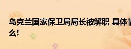 乌克兰国家保卫局局长被解职 具体情况是什么!