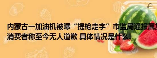 内蒙古一加油机被曝“提枪走字”市监局通报属加油机故障消费者称至今无人道歉 具体情况是什么!