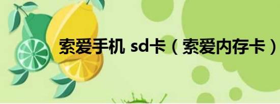 索爱手机 sd卡（索爱内存卡）