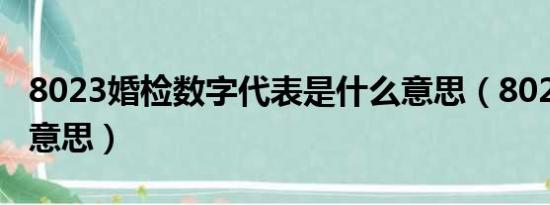 8023婚检数字代表是什么意思（8023是什么意思）