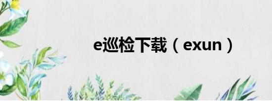 e巡检下载（exun）