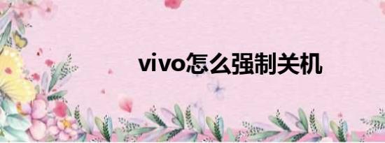 vivo怎么强制关机