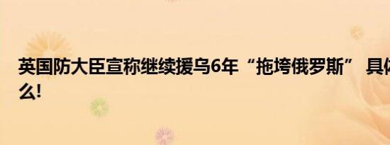 英国防大臣宣称继续援乌6年“拖垮俄罗斯” 具体情况是什么!