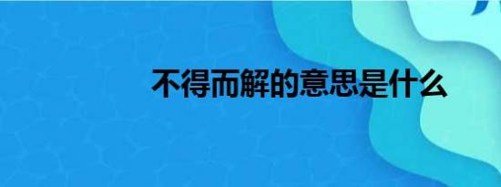 不得而解的意思是什么