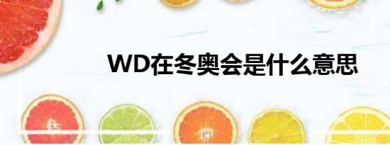 WD在冬奥会是什么意思