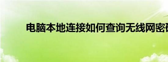 电脑本地连接如何查询无线网密码