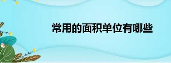 常用的面积单位有哪些