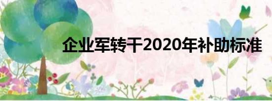 企业军转干2020年补助标准