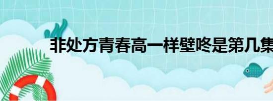 非处方青春高一样壁咚是第几集