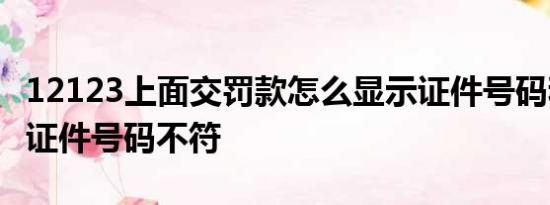 12123上面交罚款怎么显示证件号码和本人的证件号码不符