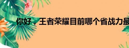 你好，王者荣耀目前哪个省战力最低