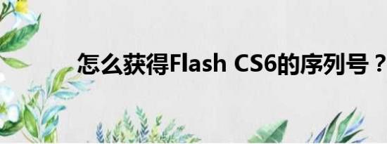 怎么获得Flash CS6的序列号？