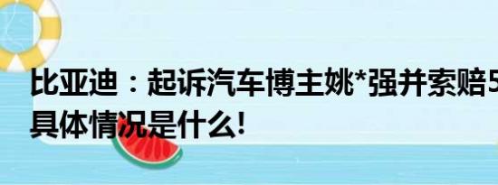 比亚迪：起诉汽车博主姚*强并索赔500万元 具体情况是什么!