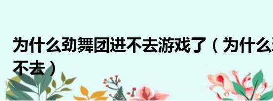 为什么劲舞团进不去游戏了（为什么劲舞团进不去）