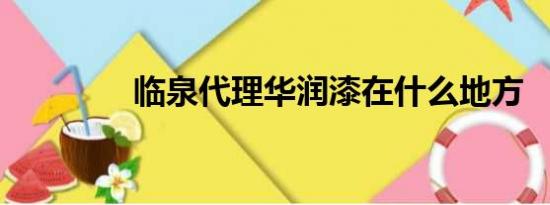 临泉代理华润漆在什么地方