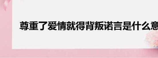 尊重了爱情就得背叛诺言是什么意思