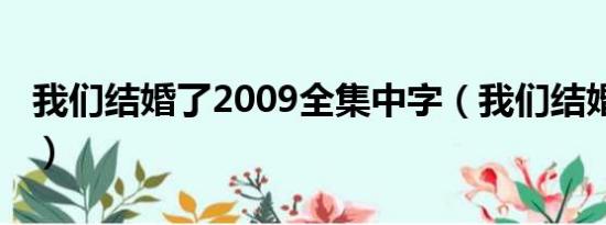 我们结婚了2009全集中字（我们结婚了2009）