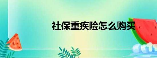 社保重疾险怎么购买