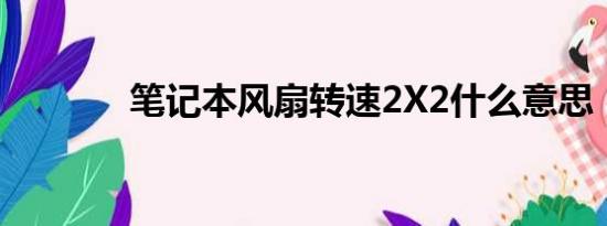 笔记本风扇转速2X2什么意思