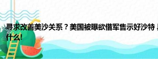 寻求改善美沙关系？美国被曝欲借军售示好沙特 具体情况是什么!