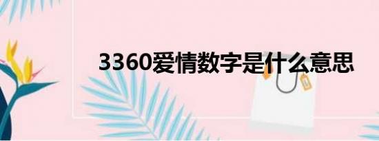 3360爱情数字是什么意思