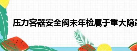 压力容器安全阀未年检属于重大隐患吗