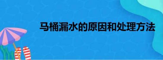 马桶漏水的原因和处理方法