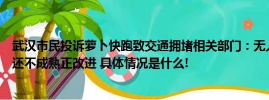 武汉市民投诉萝卜快跑致交通拥堵相关部门：无人驾驶技术还不成熟正改进 具体情况是什么!