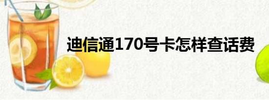 迪信通170号卡怎样查话费