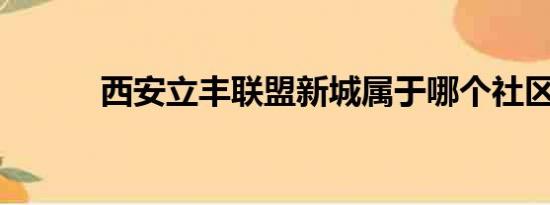 西安立丰联盟新城属于哪个社区