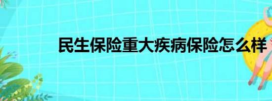 民生保险重大疾病保险怎么样