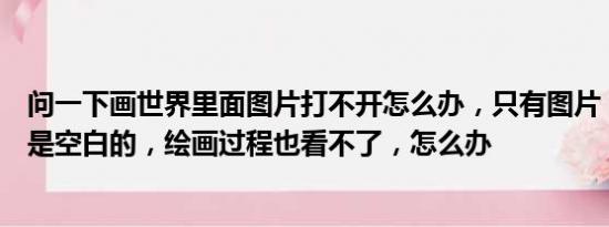 问一下画世界里面图片打不开怎么办，只有图片，别人主页是空白的，绘画过程也看不了，怎么办